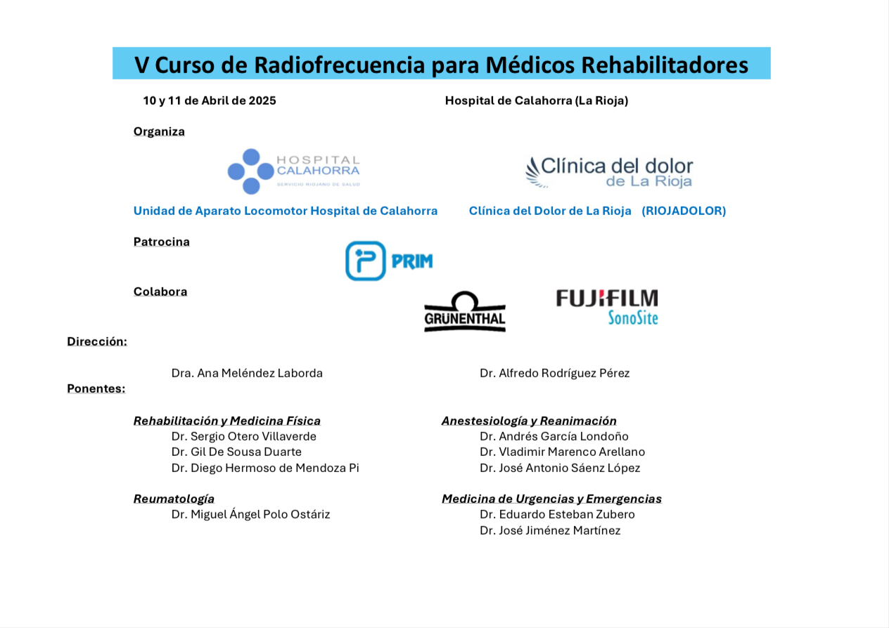 V edición del curso RADIOFRECUENCIA PARA REHABILITADORES